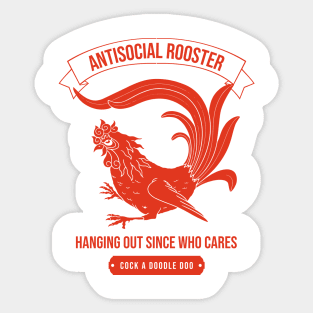 Antisocial Rooster Sticker